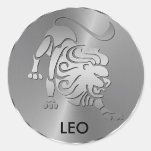 Silver Leo the Lion - Zodiac-Zeichen Runder Aufkleber