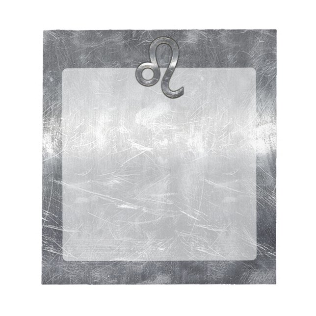 Silver Leo Zodiac Sign in Grunge Distressed Style Notizblock (Vorderseite)