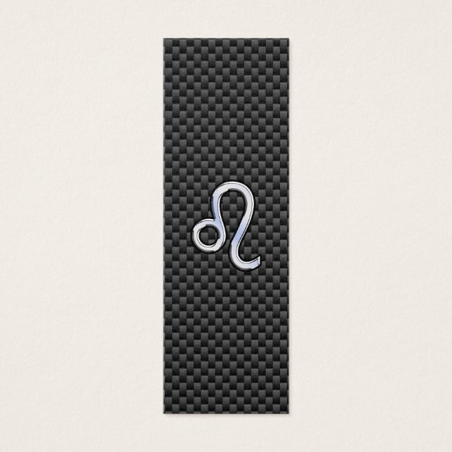 Silver Leo Zodiac Symbol auf Carbon Fibre Print (Vorderseite)