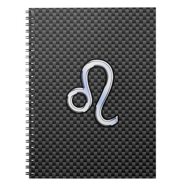 Silver Leo Zodiac Symbol auf Carbon Fibre Print Notizblock (Vorderseite)