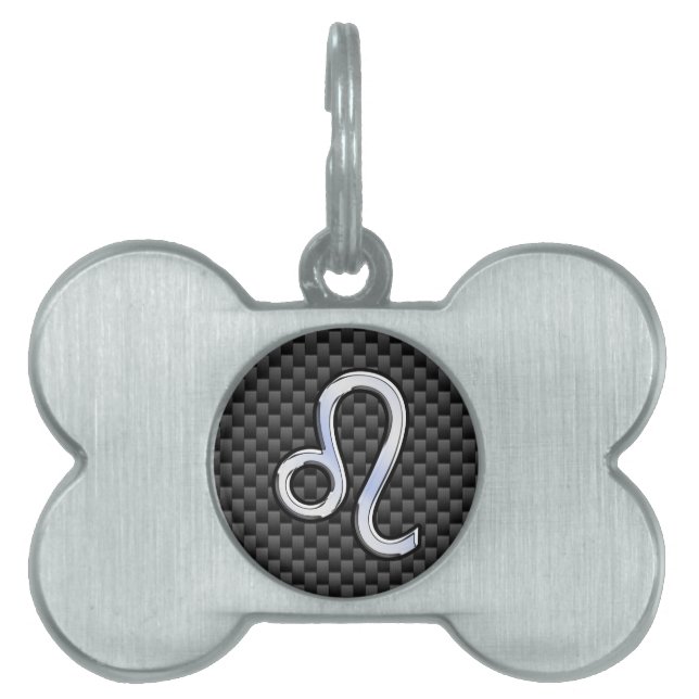 Silver Leo Zodiac Symbol Kohlefaser Tiermarke (Vorderseite)