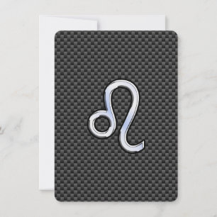 Silver Leo Zodiac Symbol on Carbon Fiber Print