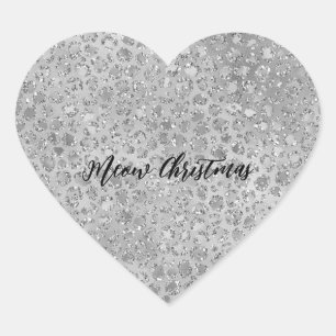 Silver Leopard Gray Meow Kitty Cat Herz-Aufkleber