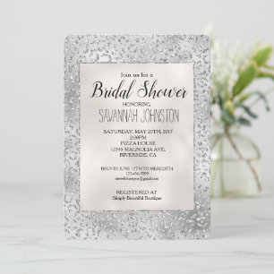 Silver Leopard Print Luxe Glitzer Bridal Einladung