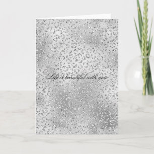 Silver Leopard Print Luxe Glitzer Karte