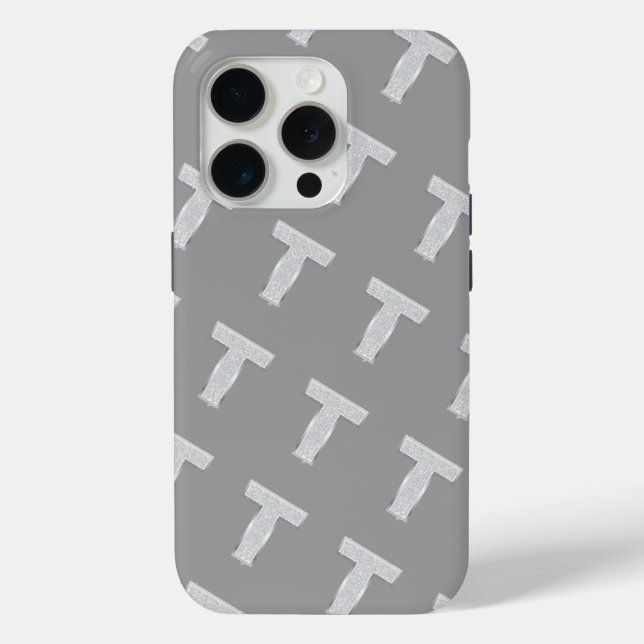 Silver Letter T Case-Mate iPhone Hülle (Rückseite)