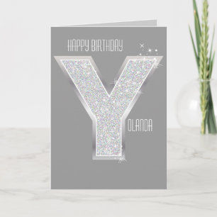 Silver Letter Y Karte