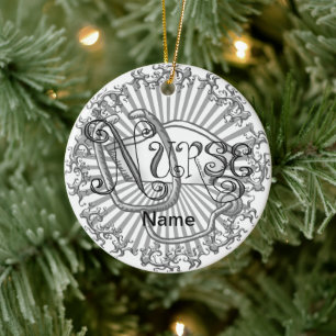 Silver Letters Nurse Keramik Ornament