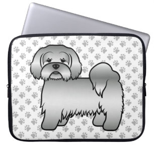 Silver Lhasa Apso Niedlich Cartoon Dog Illustratio Laptopschutzhülle