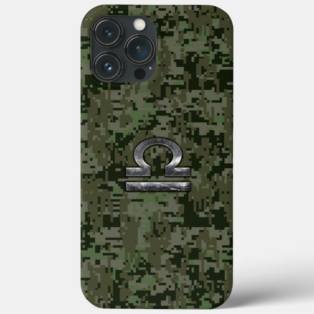 Silver Libra Zodiac Green Camouflage Case-Mate iPhone Hülle (Rückseite)