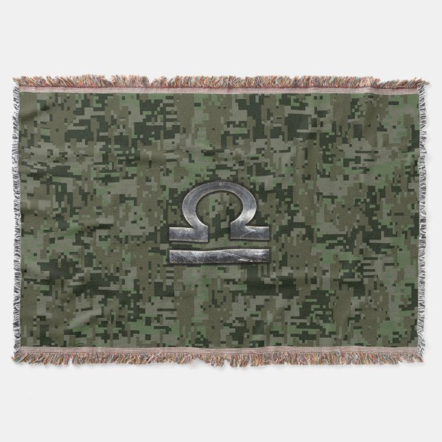 Silver Libra Zodiac Green Digital Camouflage Decke (Vorderseite)