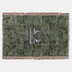Silver Libra Zodiac Green Digital Camouflage Decke