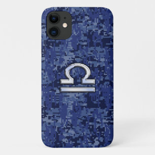 Silver Libra Zodiac Sign auf blauer digitaler Camo Case-Mate iPhone Hülle