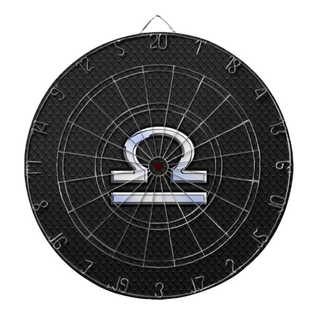 Silver Libra Zodiac Sign auf schwarzer Schlange Ha Dartscheibe (vorne)