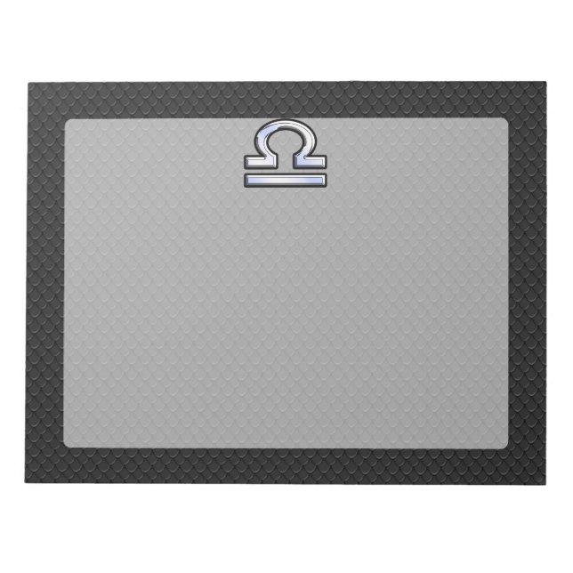 Silver Libra Zodiac Sign auf schwarzer Schlange Ha Notizblock (Vorderseite)