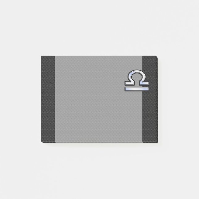 Silver Libra Zodiac Sign auf schwarzer Schlange Ha Post-it Klebezettel (Vorderseite)