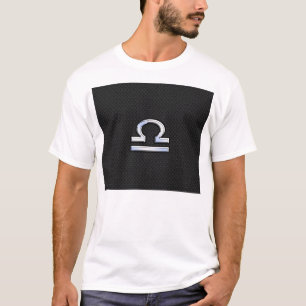 Silver Libra Zodiac Sign auf schwarzer Schlange Ha T-Shirt