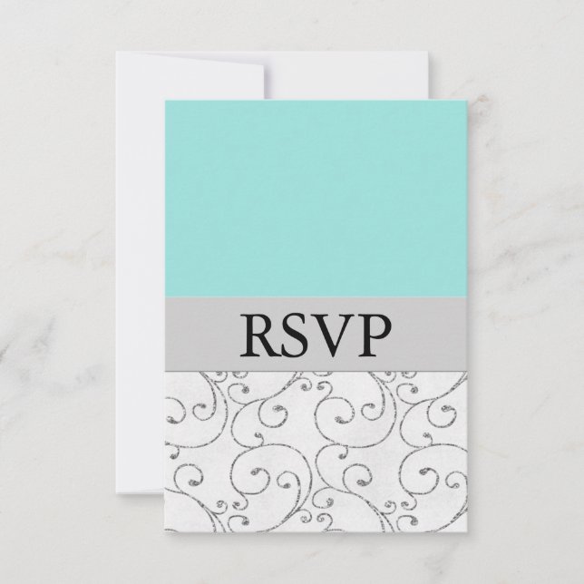 Silver Light Blue Wedding RSVP Response Cards (Vorderseite)