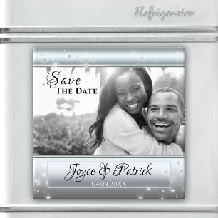 Silver Light Glitzern Save the Date Foto Magnet