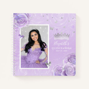 Silver Light Lila Rose Elegante Quinceanera Guest Notizbuch