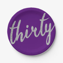 Silver Lila 30 Geburtstagsparty Glitzer "Thirty"