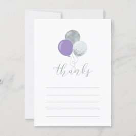 Silver & Lila Balloon Party Danke Note Card