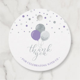 Silver & Lila Balloons Party Vielen Dank für Ihre  Geschenkanhänger