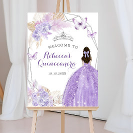 Silver Lila Boho Butterfly Quinceañera Willkommen Poster