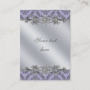 Silver Lila Damask Business Card Visitenkarte