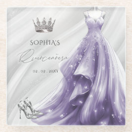 Silver Lila Dress Princess Quinceañera Glasuntersetzer