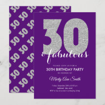 Silver Lila Glitzer 30 & Fabulous Geburtstag