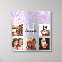 Silver lila Glitzer Foto Collage Leinwanddruck