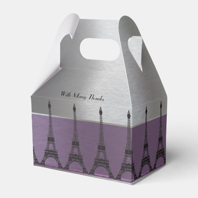 Silver Lila Metallic Paris Eiffel Personalisiert Geschenkschachtel (Vorderseite)