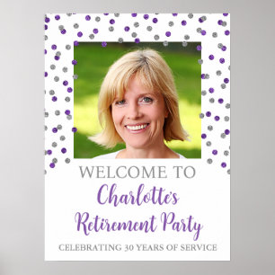 Silver Lila Retirement Party Custom 18x24 Foto Poster