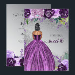 Silver Lila Sparkle Dress Sweet 16 Geburtstag Invi Einladung<br><div class="desc">Silber Lila Sparkle Kleid Sweet 16 Geburtstag Einladung. Dunkle Haut Kurz Schwarzes Haar</div>