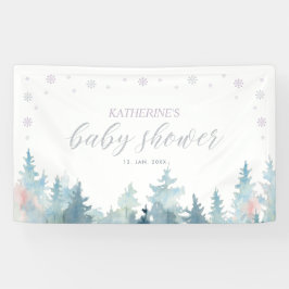 Silver & Lila Winter Wonderland Babydusche Banner