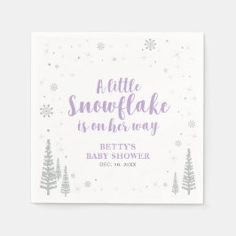 Silver & Lila Winter Wonderland Snow Baby Dusche Serviette
