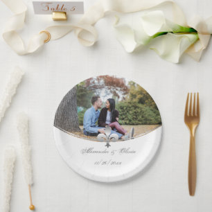 Silver Lilie Foto Wedding Paper Plate Pappteller