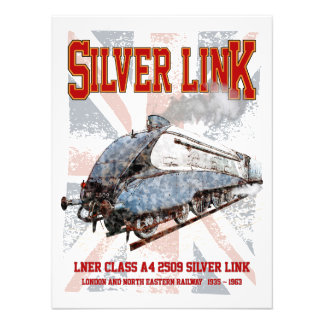Silver Link LNER Class A4 2509 Locomotive UK flag Fotodruck