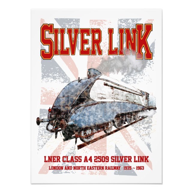 Silver Link LNER Class A4 2509 Locomotive UK flag Fotodruck (Vorne)