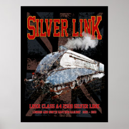 Silver Link LNER Class A4 2509 Locomotive UK flag Poster