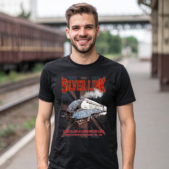 Silver Link LNER Klasse A4 2509 Lokomotive UK-Flag T-Shirt (Silver Link - LNER Class A4 2509 Steam Train Locomotive. Mens Basic T-Shirt)