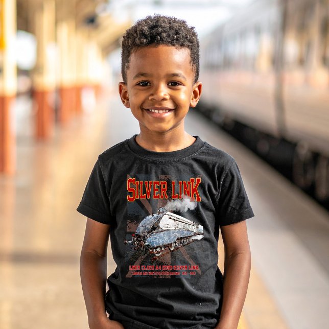 Silver Link LNER Klasse A4 2509 Lokomotive UK-Flag T-Shirt (Silver Link - LNER Class A4 2509 Steam Train Locomotive. Boy Basic T-Shirt)