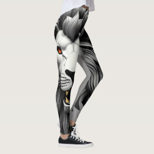 Silver Lions Head Design Leggings