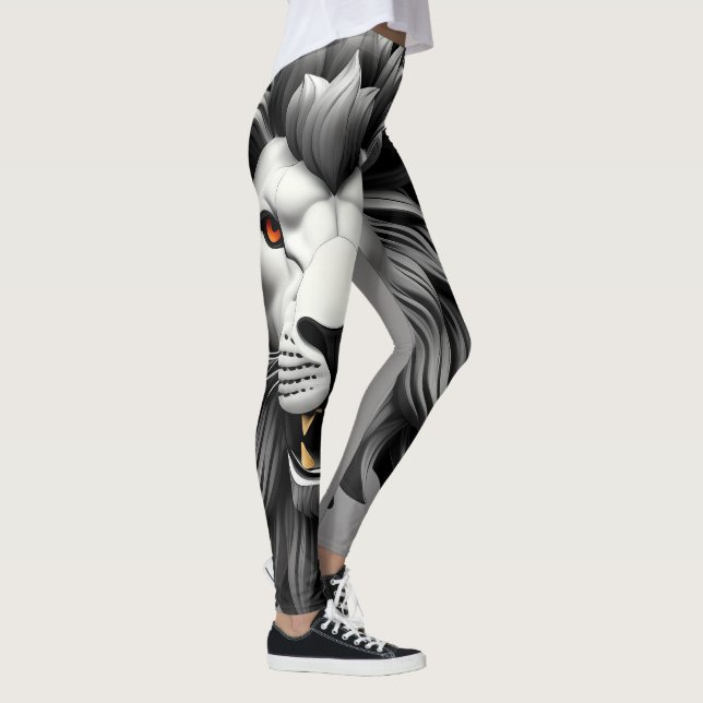 Silver Lions Head Design Leggings (Rechts)