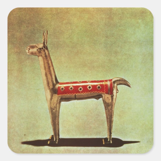 Silver Llama Figurine, aus Peru, nach 1438 Quadratischer Aufkleber (Vorderseite)