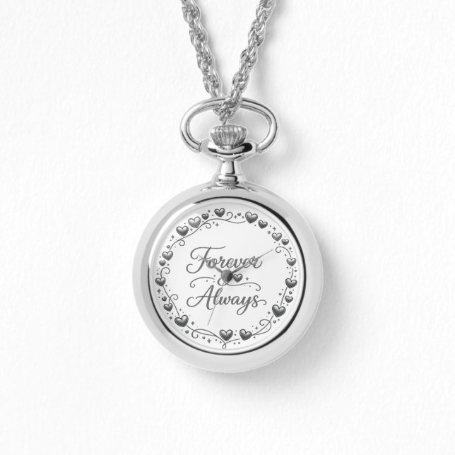 Silver locket watch "Forever Always" with heart de Armbanduhr (Vorderseite)