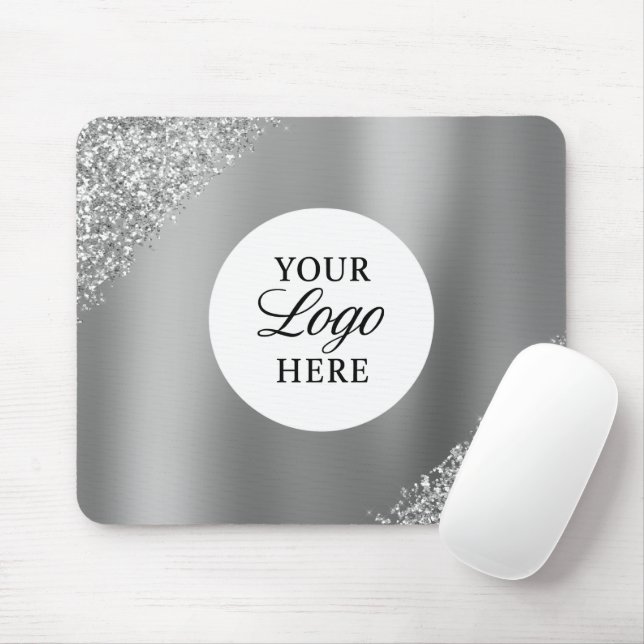 Silver Logo Business Professional Sparkle Glitter Mousepad (Mit Mouse)