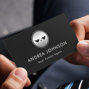 Silver Logo Real Anwesen Foto Qr Code Social Media Visitenkarte