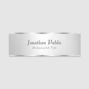 Silver Look Elegante moderne Vorlage anpassbar Namensschild